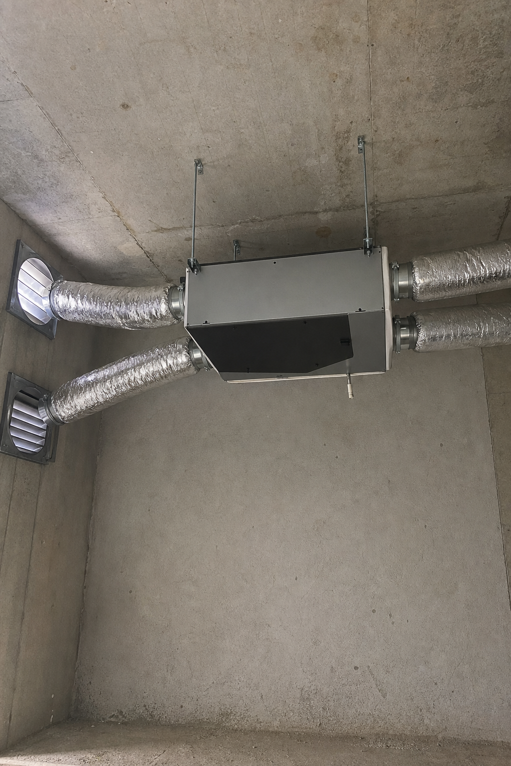 Duct connection and balancing dampers for fresh air