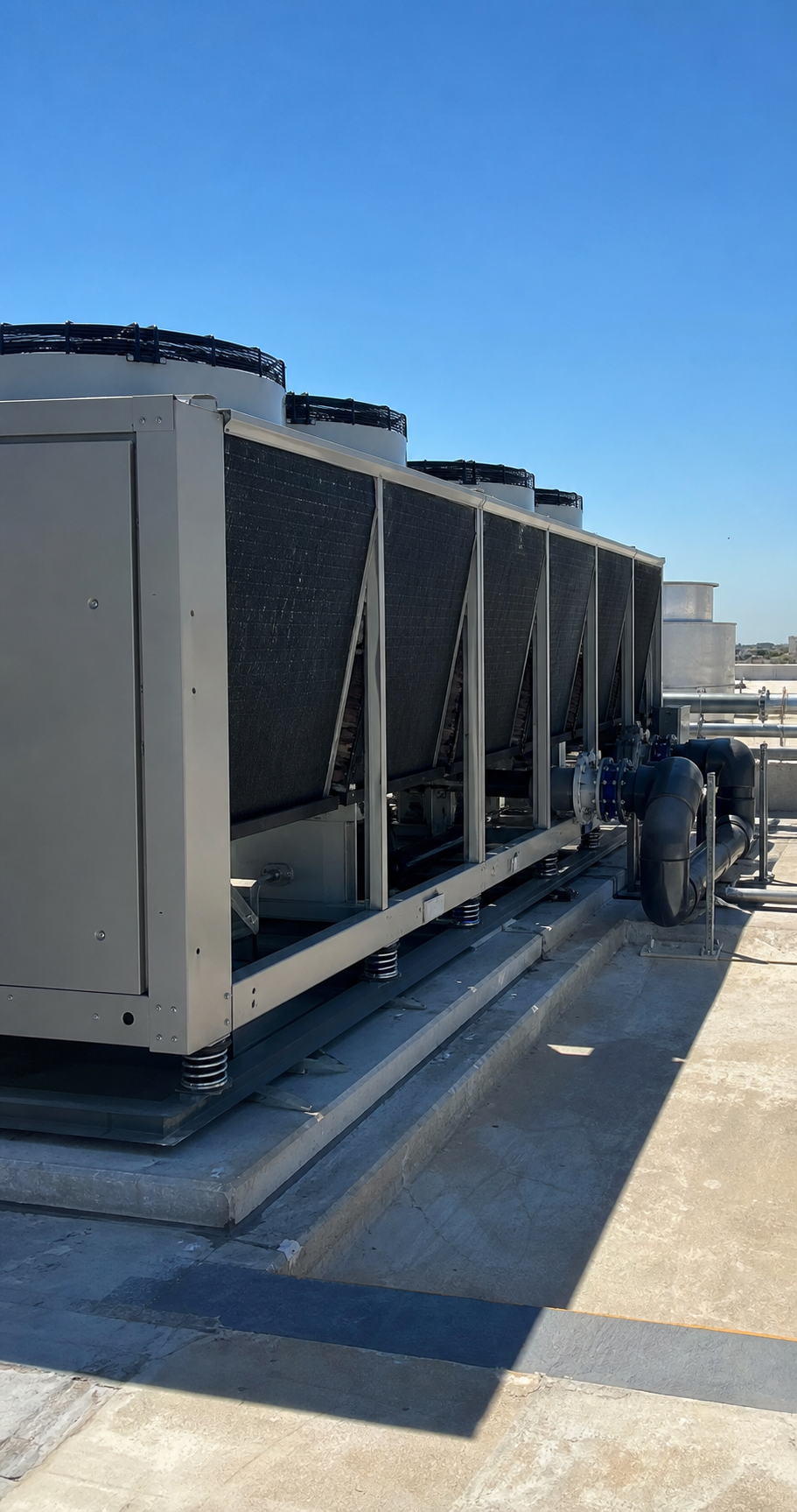 Chiller unit piping and compressor installation