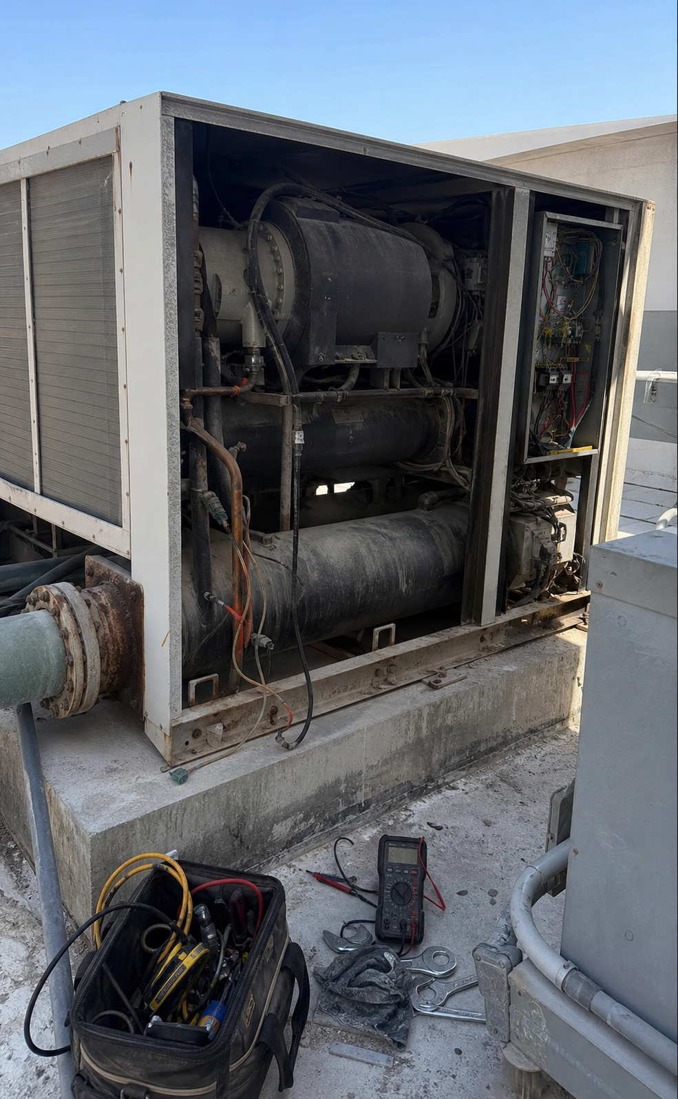 Chiller plant room commissioning and balancing