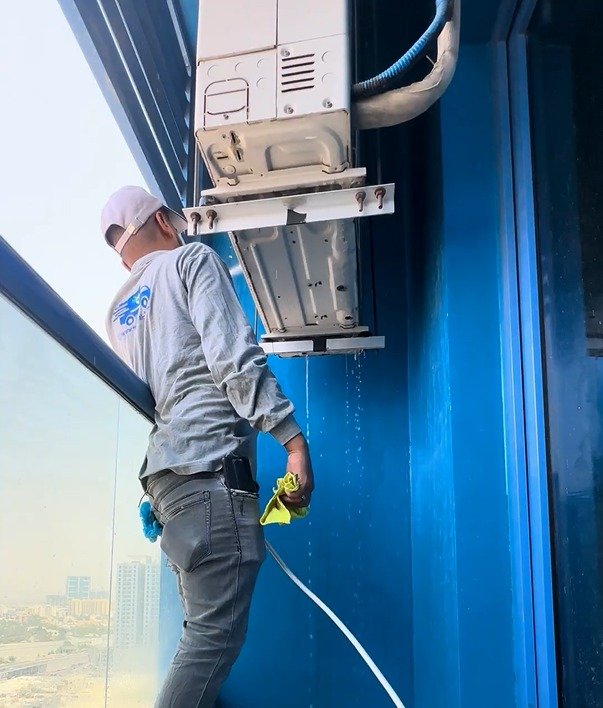Wall-mounted split A/C unit installation